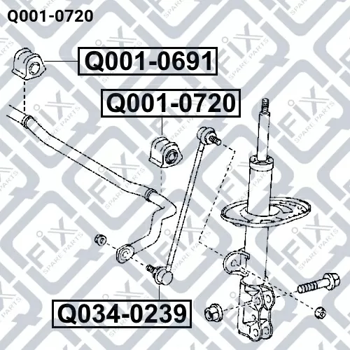 Втулка переднего стабилизатора левая Q001-0720 q-fix - фото №1