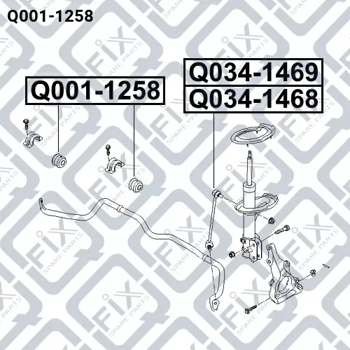 Втулка переднего стабилизатора Q001-1258 q-fix - фото №1