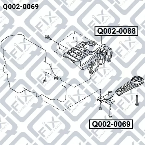 Подушка двигателя левая Q002-0069 q-fix - фото №1