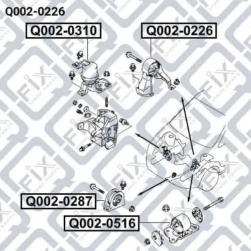 Подушка двигателя задняя мкпп Q002-0226 q-fix - фото №1