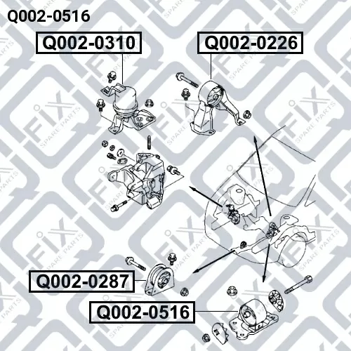 Подушка двигателя левая (гидравлическая) мкпп Q002-0516 q-fix - фото №1
