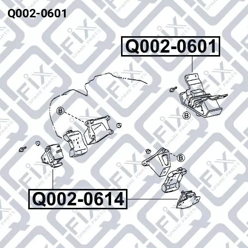 Подушка двигателя задняя Q002-0601 Q-FIX