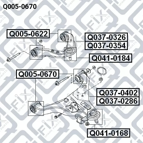 Сайлентблок переднего нижнего рычага Q005-0670 Q-FIX