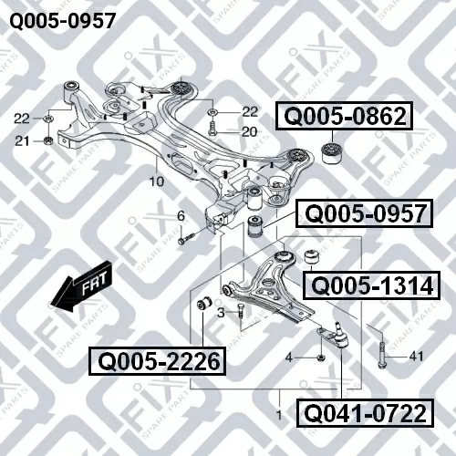 Сайлентблок подрамника (задний) Q005-0957 Q-FIX