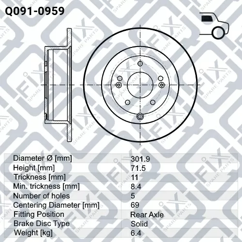 Диск тормозной задний (с подшипником) Q091-0959 Q-FIX