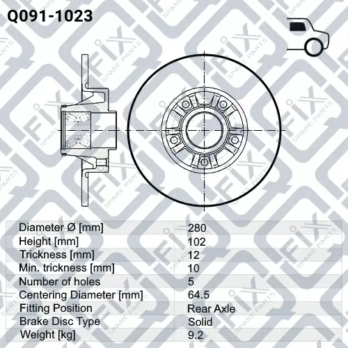 Диск тормозной задний (с подшипником) Q0911023 Q-FIX