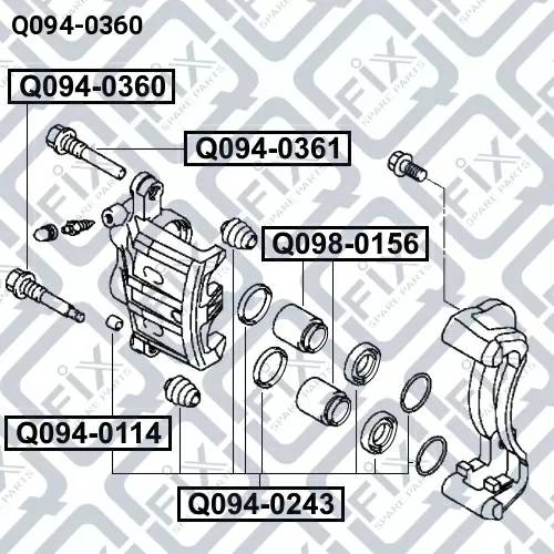 Направляющая суппорта тормозного переднего Q094-0360 q-fix - фото №1