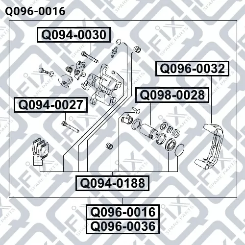 Суппорт тормозной (задний, правый) Q096-0016 Q-FIX