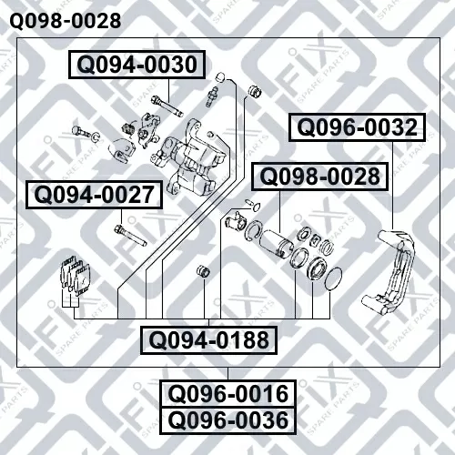 Поршень тормозного суппорта (заднего) Q098-0028 Q-FIX